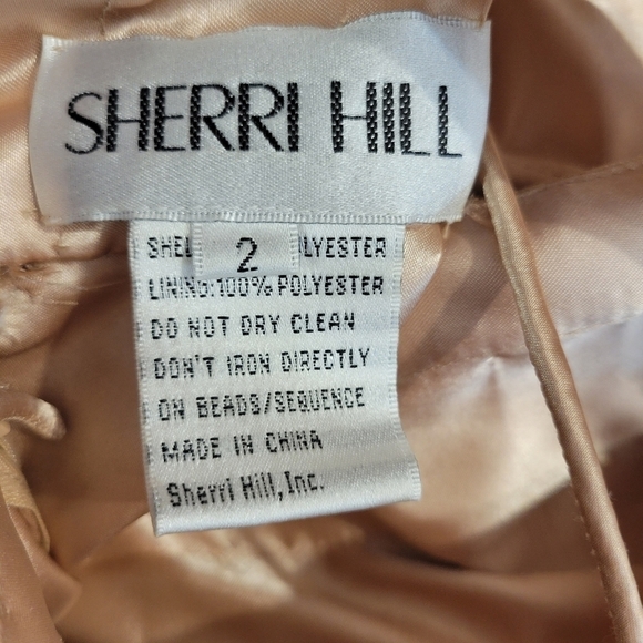 Sherri Hill Beaded Plunging V Neck Chiffon Gown in Nude Pink Color 52589 NWT - Picture 14 of 16